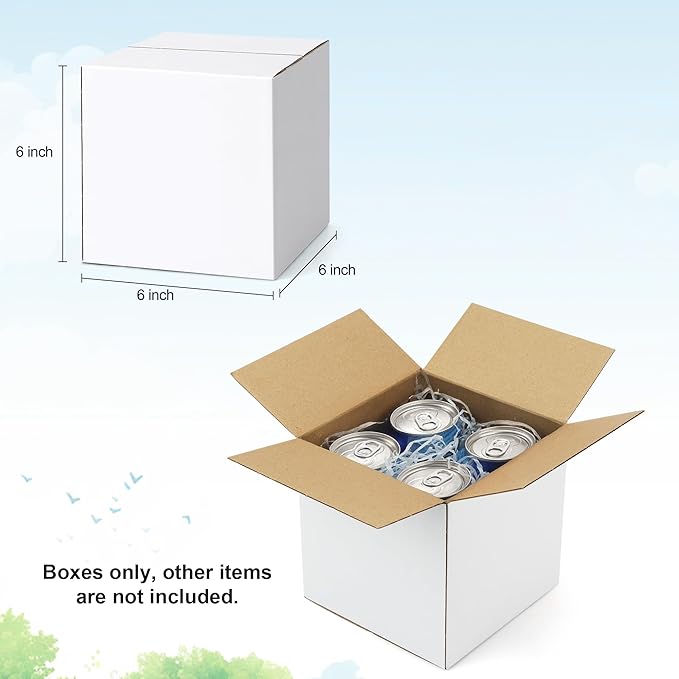 Famagic 10 Pack 6x6x6 Inch Small Shipping Boxes White Corrugated Cardboard - Image 2