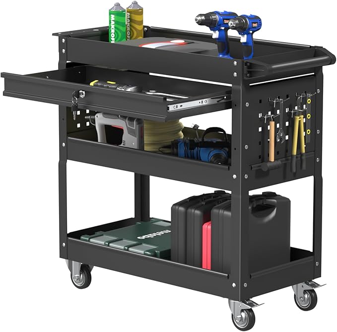 3 Tier Rolling Tool Cart, Heavy Duty Service Cart on Wheels by KIEPERI