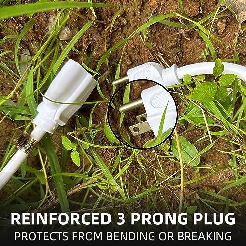YOJOE Indoor Outdoor Extension Cord, 3 Prong 13A Weatherproof Power Cord, 16 Gauge Heavy Duty 6 ft White Extension Cord for Garage, Garden and Home, 16/3 SJTW UL Listed - Image 4