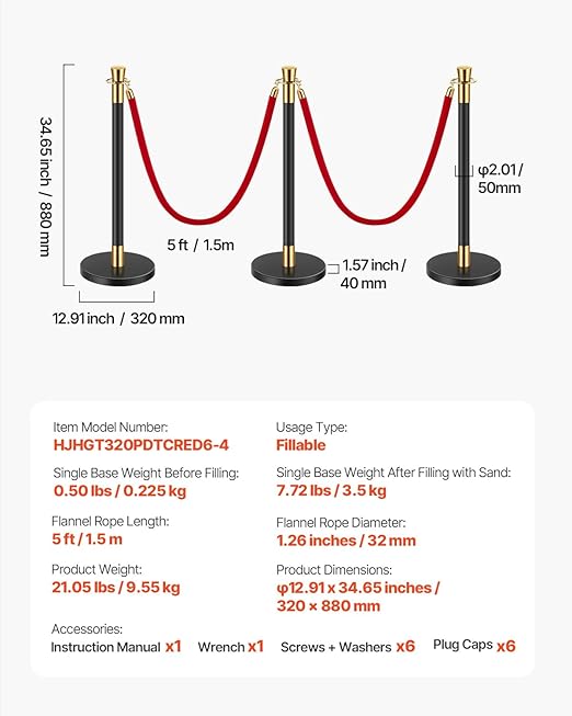 VEVOR Stanchions and Velvet Ropes, Stainless Steel Stanchion Post Queue - Image 7