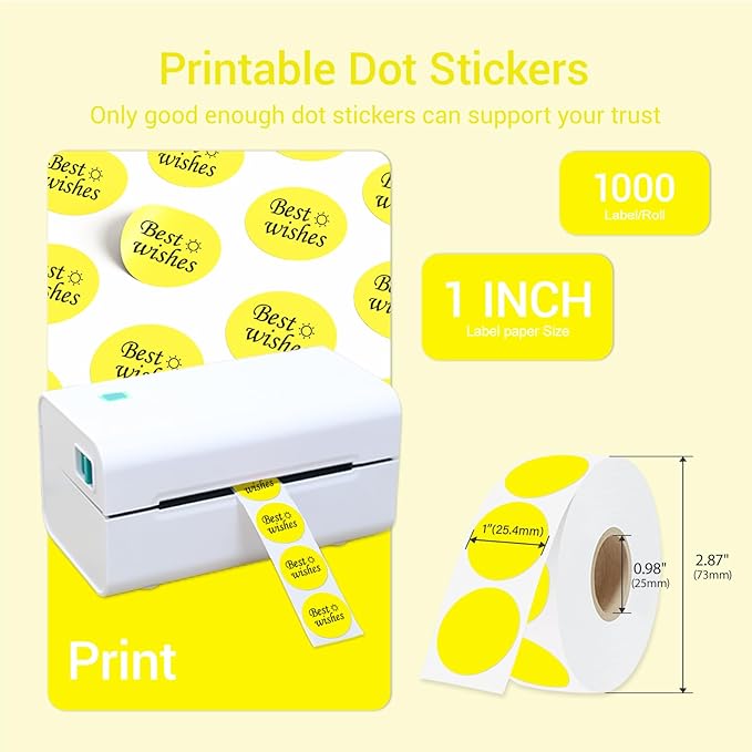 1 Inch Circle Dot Stickers 1000 PCS Color Coding Thermal Labels Dots Writable - Image 2