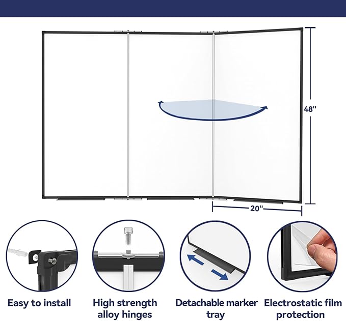 Large White Board for Wall, Magnetic Dry Erase Whiteboard, Foldable 60x48 Inches - Image 3