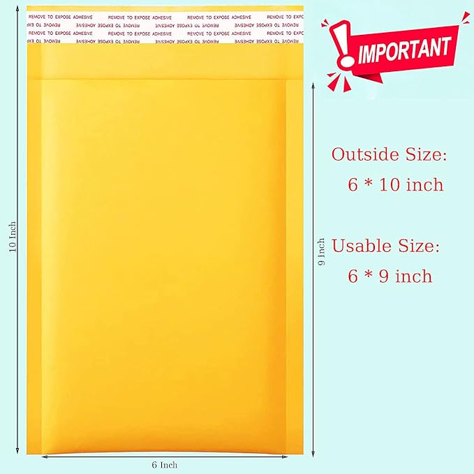 packbabol Kraft Bubble Mailers 6x10 Inch 100 Pcs, Small Self-Sealing Mail - Image 2