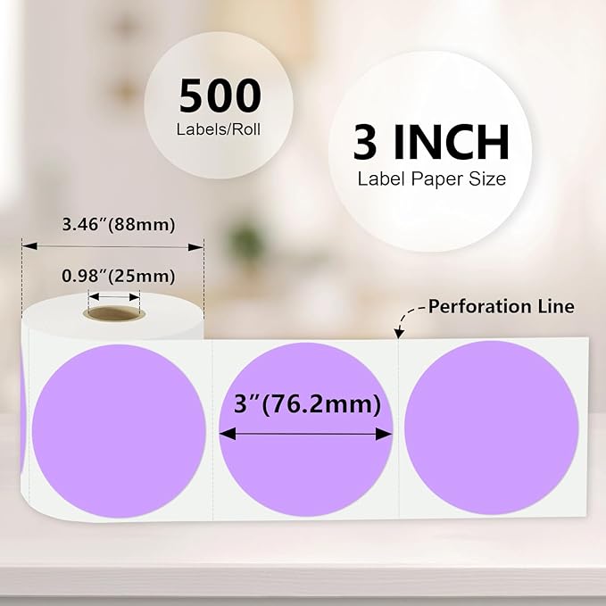 3 X 3 Inch Color Coding Dot Labels Circle Thermal Printable Waterproof 500 Pcs - Image 3