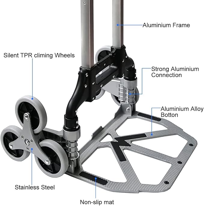 Heavy Duty 6-Wheel Stair Climbing Cart - 300lb Capacity Folding Hand Truck - Image 6