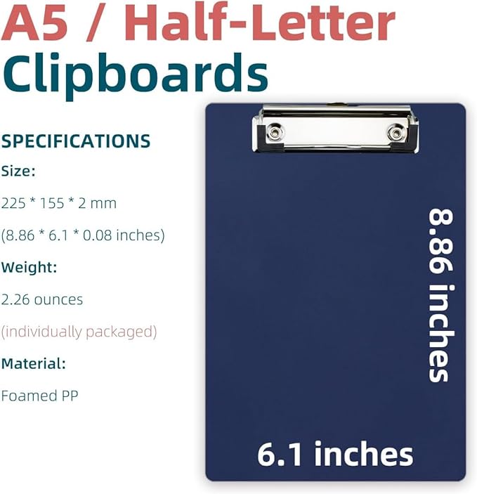 Small Clipboards 6" X 9" Mini Clipboards 4-Pack Half Letter Memo Size Clipboard - Image 6