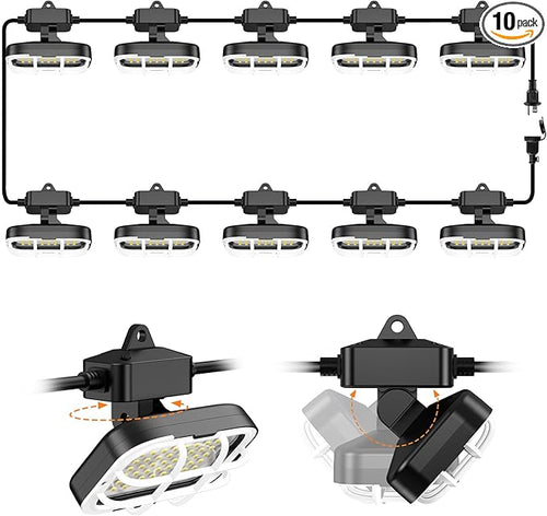 100ft LED Construction String Lights, Super Bright 15000lm 150w Adjuest 90&180 by LightupEveryCorner
