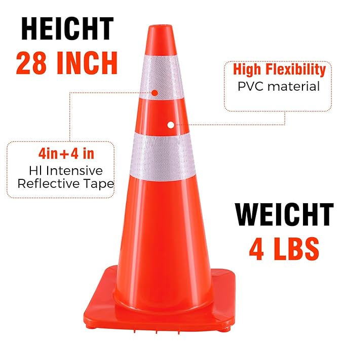 Traffic Safety Cones 28 Inch 6 Pack - Image 3