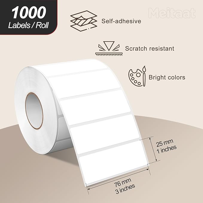 3 × 1 Inches White Rectangle Color Coding Labels 1000 PCS, Self-Adhesive - Image 2