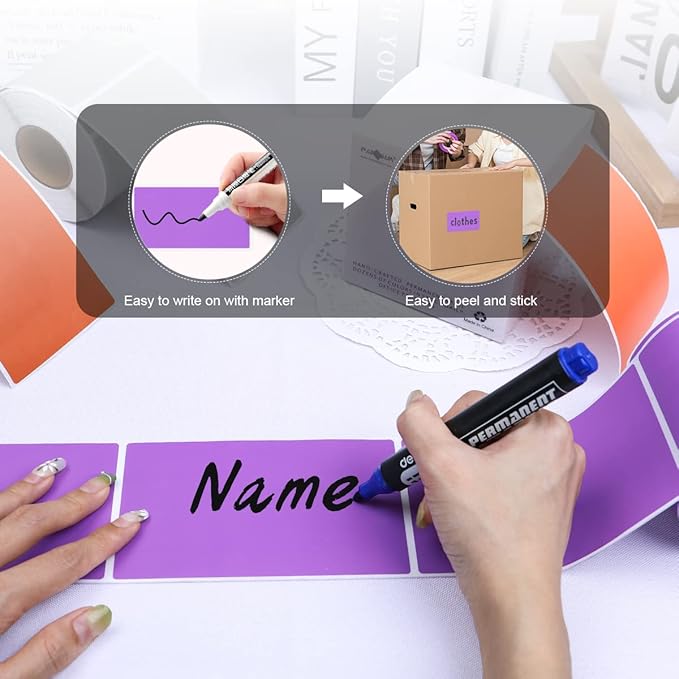 PARLAIM 3 X 5 Inch Rectangle Adhesive Color Coding Stickers, Square Purple - Image 3