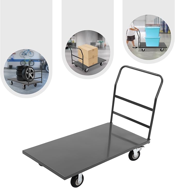 24"x49" Heavy Duty Platform Truck Cart, 2000lbs Capacity Steel Flatbed Cart - Image 8