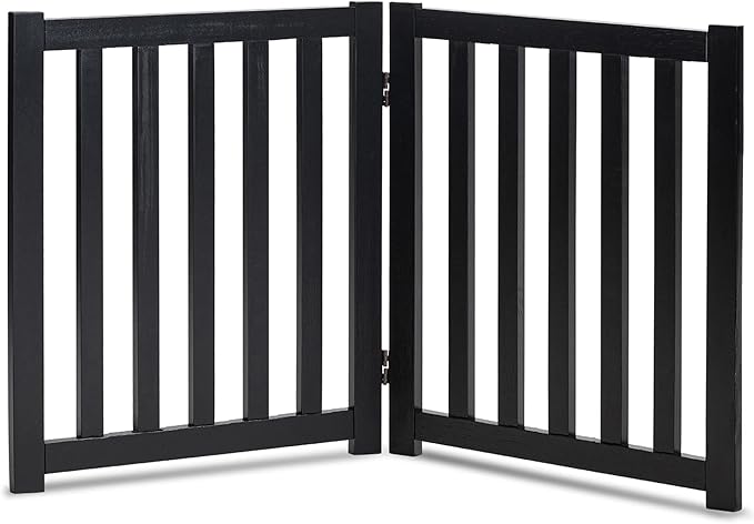 LZRS 2-Panel Wooden Free Standing Foldable Dog Gate Indoor – Solid Hardwood 24" by LZRSPET