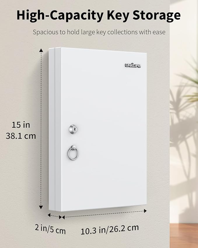 Uniclife 32 Position White Key Lock Box, Wall Mount Key Box, Car Key Organizer - Image 2