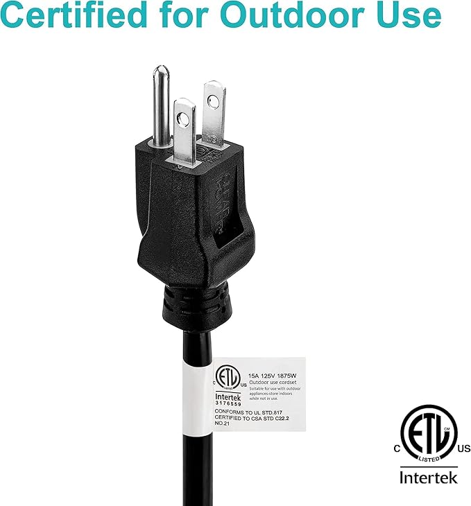 Clear Power 50ft Oil Resistant Heavy Duty Extension Cord 14/3 SJTOW, 3 Prong - Image 6