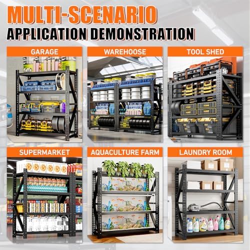 4000LBS 4 Tier Garage Storage Shelves, Heavy Duty Adjustable Storage Rack for Warehouse, Basement, Shop and Office, Commercial-Grade Steel Organizer, 59" W x 24" D x 69" H - Image 5
