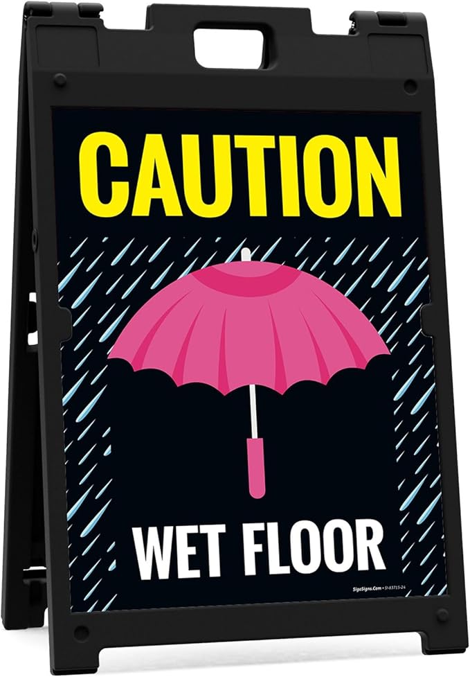 Caution Wet Floor Umbrella Sidewalk Sign Kit, 18x24 Inches, by SigoSigns