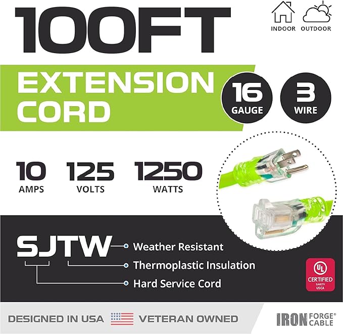 Iron Forge Cable Weatherproof 100 Ft Outdoor Extension Cord - Image 2