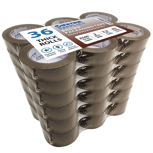 36 ROLLS Brown Premium Packing Tape, 65 YARDS, 2.2 mil, Heavy Duty Packaging by TopSellingProducts