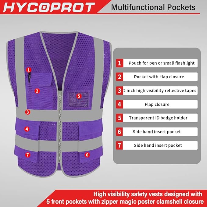 HYCOPROT High Visibility Mesh Safety Reflective Vest - Image 2