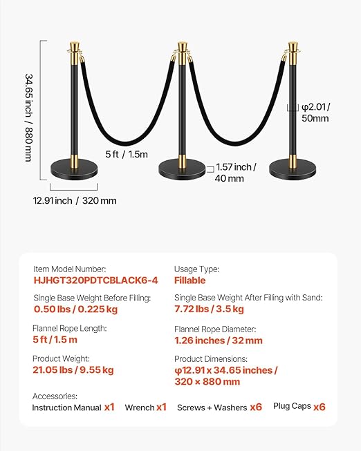 VEVOR Stanchions and Velvet Ropes, Stainless Steel Stanchion Post Queue - Image 7