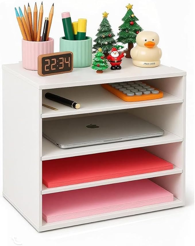 EMERIT 4-Tier Adjustable Paper Organizer, Large Capacity Desktop Organzier by eMERIT