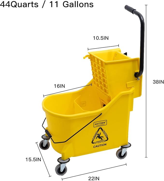 Matthew Cleaning 44Quart Commercial Mop Bucket INCL.Wet String Mop& 19'' - Image 3
