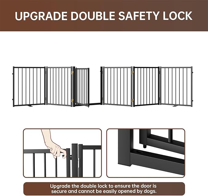 6 Panels Full Metal Freestanding Dog Gates - Image 6