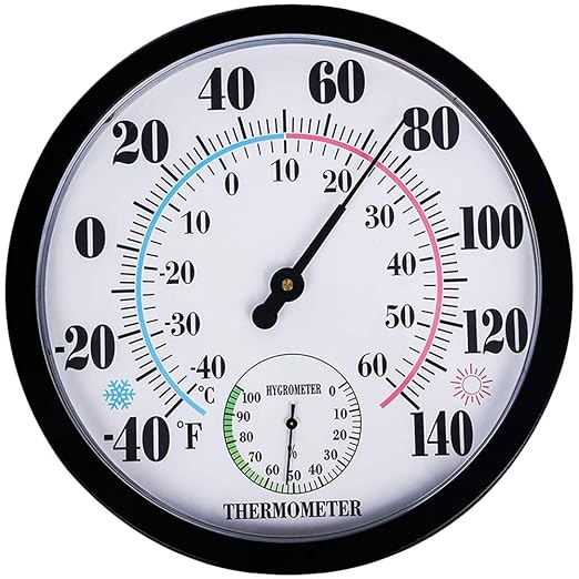Indoor Outdoor Thermometer Hygrometer, Lirches Outdoor Thermometer Large Numbers by Lirches