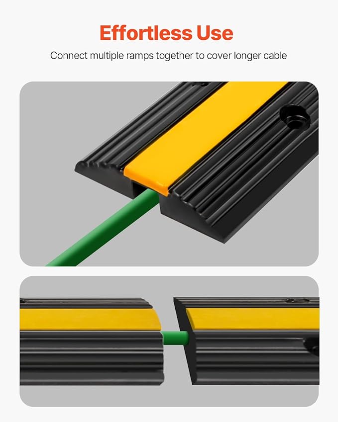 VEVOR 4 Pack of 1-Channel Rubber Cable Protector Ramps Heavy Duty 22046Lbs Load - Image 6