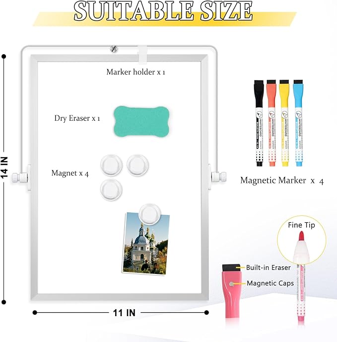 Dry Erase Magnetic White Board, Portable Small Whiteboard Set - Image 3