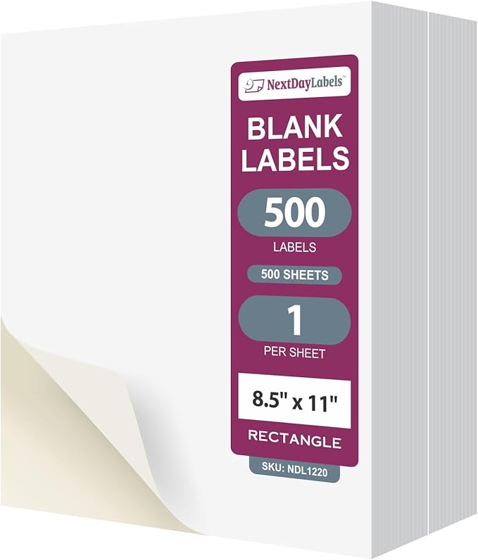 NextDayLabels - Full Page Labels 8.5 x 11 - White Shipping Labels - 8.5 x 11 by NextDayLabels