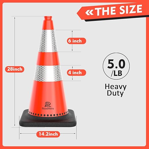 RoadHero 12 Pack Traffic Safety Cones 28 Inch, PVC Cone - Image 3