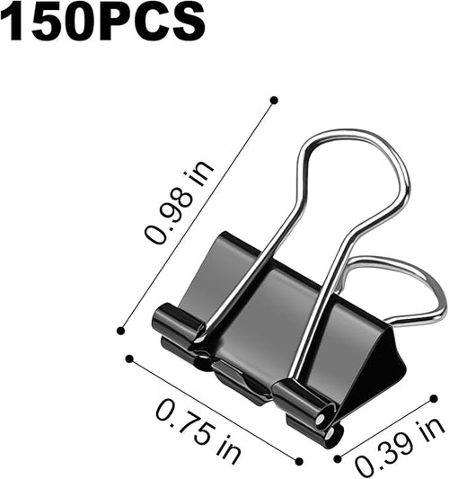 150pcs Binder Clips, 0.75in Small Binder Clips Black Clips Office Supplies - Image 2
