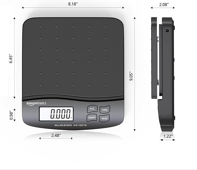 Amazon Basics Digital Postal Scale, AC Adapter, 65 lb Capacity, 0.1 oz - Image 2