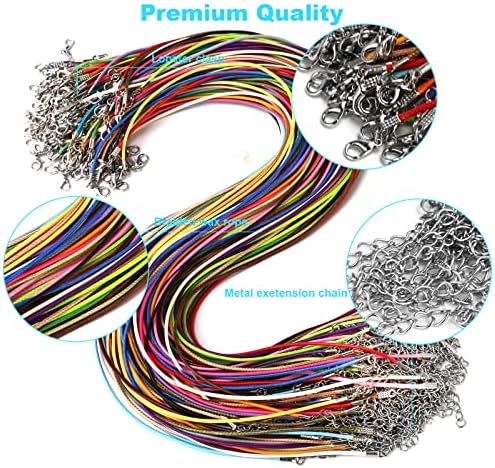 100Pcs Leather Necklace Cord with Clasps, Rope Necklace String, 25Color Necklace Cords for Pendants, 19.7" Premium Necklace Chains for Jewelry Making Supplies, 1.5mm Waxed Necklace Bracelet Cord DHOOZ - Image 4