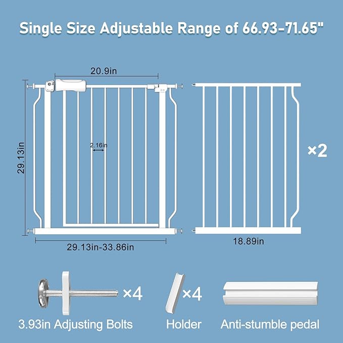 ALLAIBB Extra Wide Pressure Mount Baby Gate Auto Close White Metal Child Dog - Image 6