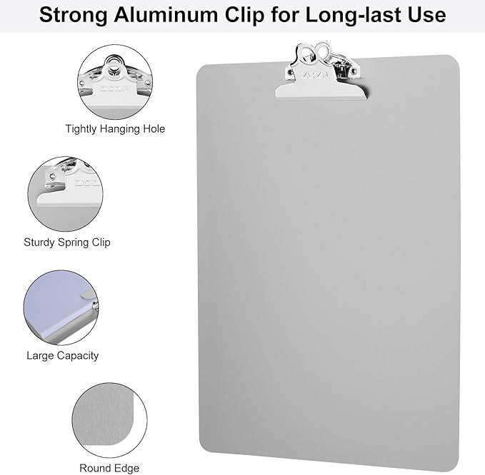 ZCZN Metal Clipboard, 4 Pack Heavy Duty Aluminum Clipboards 12 x 9 Inches - Image 3