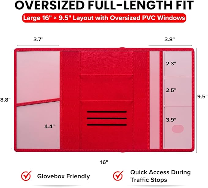 LINTRU Car Registration and Insurance Holder Trifold, Oversized Fit - Image 2