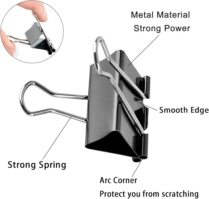 Medium Binder Clips 1.6 Inch, Large Binder Clips Medium Paper Clamps - Image 2