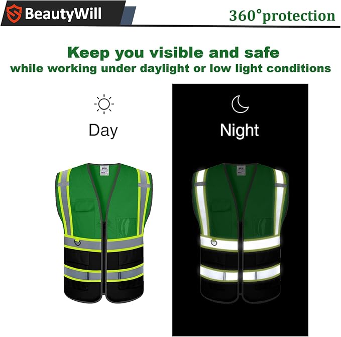 BeautyWill 10 Pack Custom Mesh Safety Vest Customized Logo Class2 High - Image 5