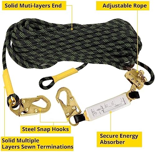 TRSMIMA Rope Harness Safety Lanyard：150ft Roofing Rope Fall Protection - Image 2