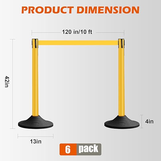 6 Pack Yellow Crowd Control Stanchions - Image 2