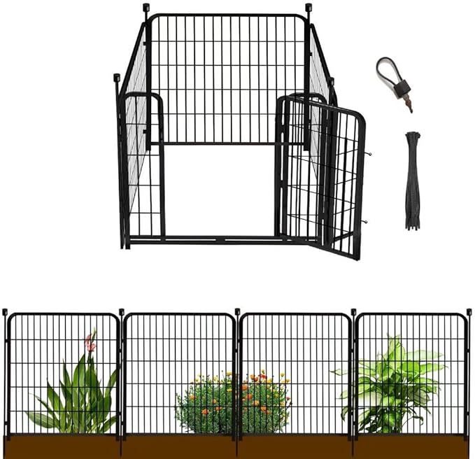 Garden Fence with Gate 32 in×27 in 4 Panels, Fence Blocker by Getlaygardenfence