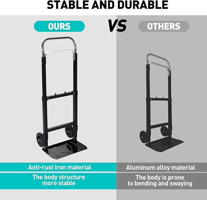 RedSwing Dolly Cart Folding Hand Truck, Portable Convertible Dolly Heavy Duty - Image 6