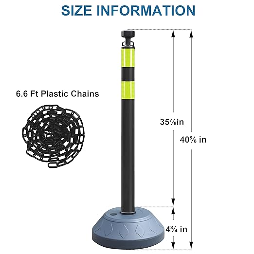 OrangeStar 6 Packs Traffic Delineator Post Cones, Expandable 40” Chain Safety - Image 7