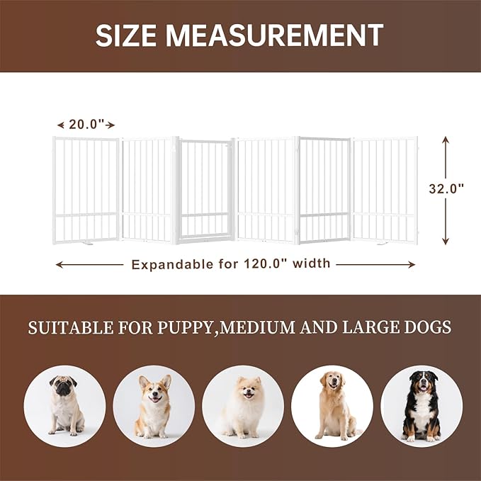6 Panels Full Metal Freestanding Dog Gates - Image 2
