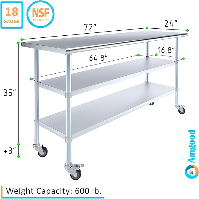 AmGood Stainless Steel Work Table - Image 3