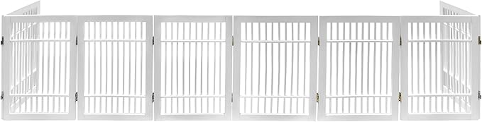 Pet Dog Gate Strong and Durable Freestanding Folding Acacia Hardwood Portable - Image 7