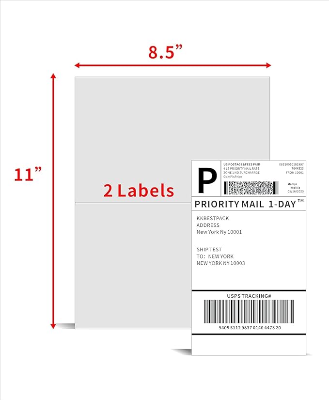 KKBESTPACK Half Sheet Shipping Labels - Image 2