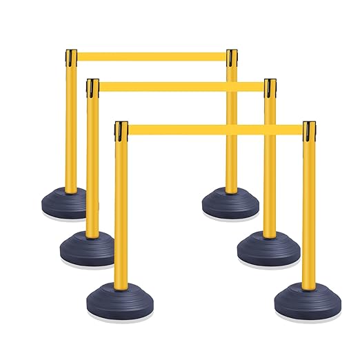 6 Pack Yellow Crowd Control Stanchions by OranclUS